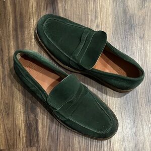 NWOT Frye Men's Steel Tyler Flex Green Suede Penny Loafers